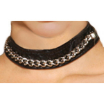 Lederen choker met ketting